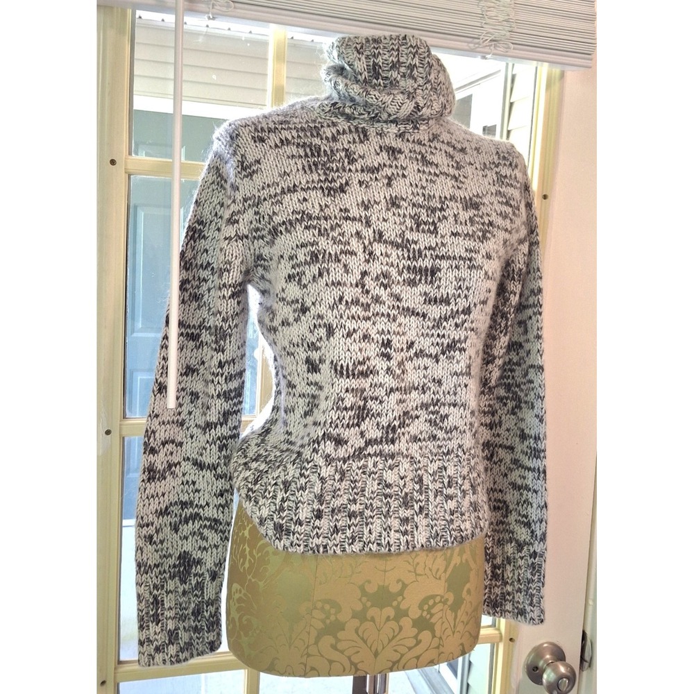 Y2K 90s Vintage Ann Taylor Speckled Alpaca Wool Turtleneck Cropped Sweater Med